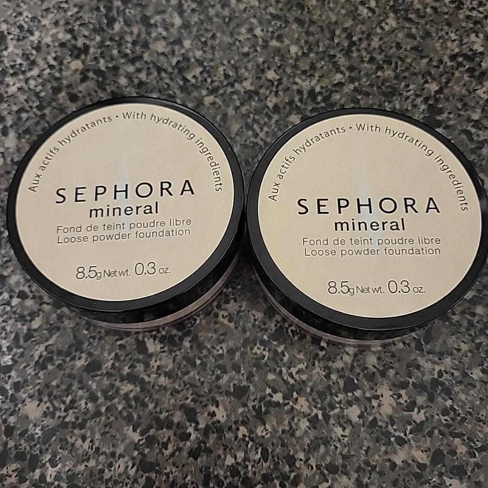 TWO NEW Sephora Mineral Loose Powder Foundation Light 15 NUDE‎ 0.3oz SEALED